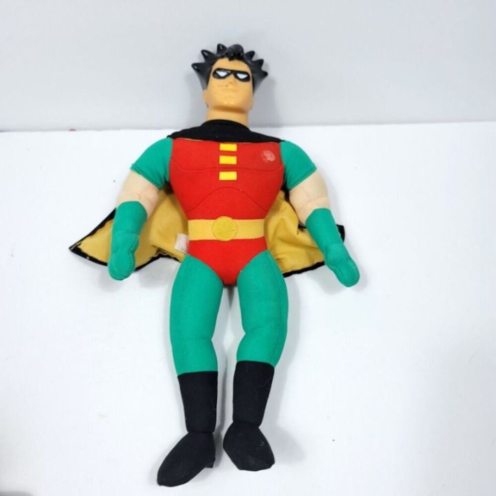 ROBIN Plush Batman Play by Animated Series 1998 Plastic Head Dick Grayson 13"